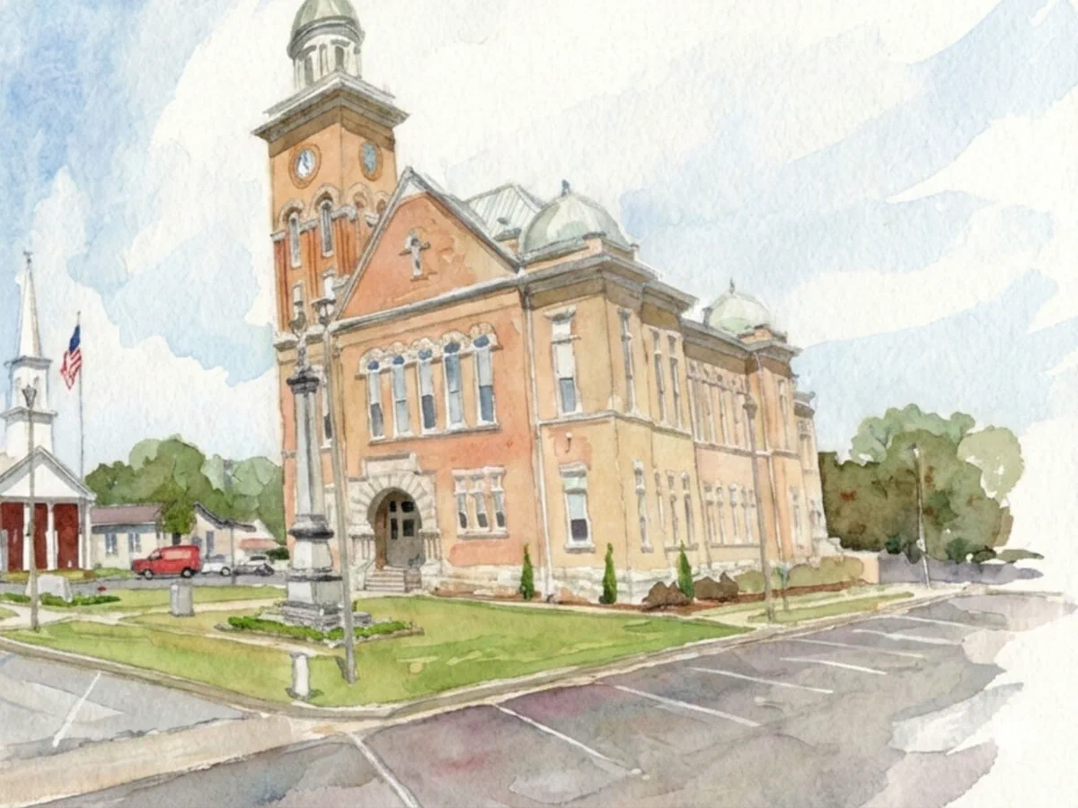 Centreville, Alabama: the courthouse square where Alabama Lightwave is headquartered.